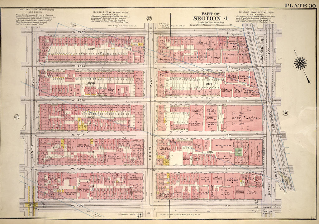 Detail of Bounded by W. 47th Street, Seventh Avenue, W. 42nd Street and Ninth Avenue, New York by Anonymous
