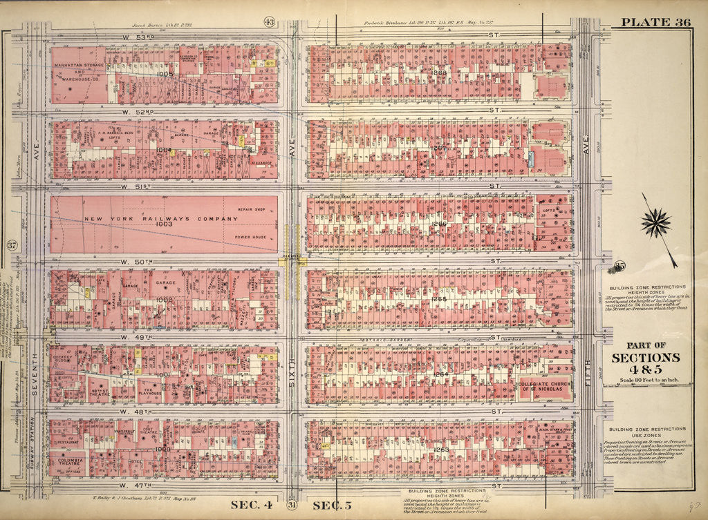 Detail of Bounded by W. 53rd Street, Fifth Avenue, W. 47th Street and Seventh Avenue, New York by Anonymous