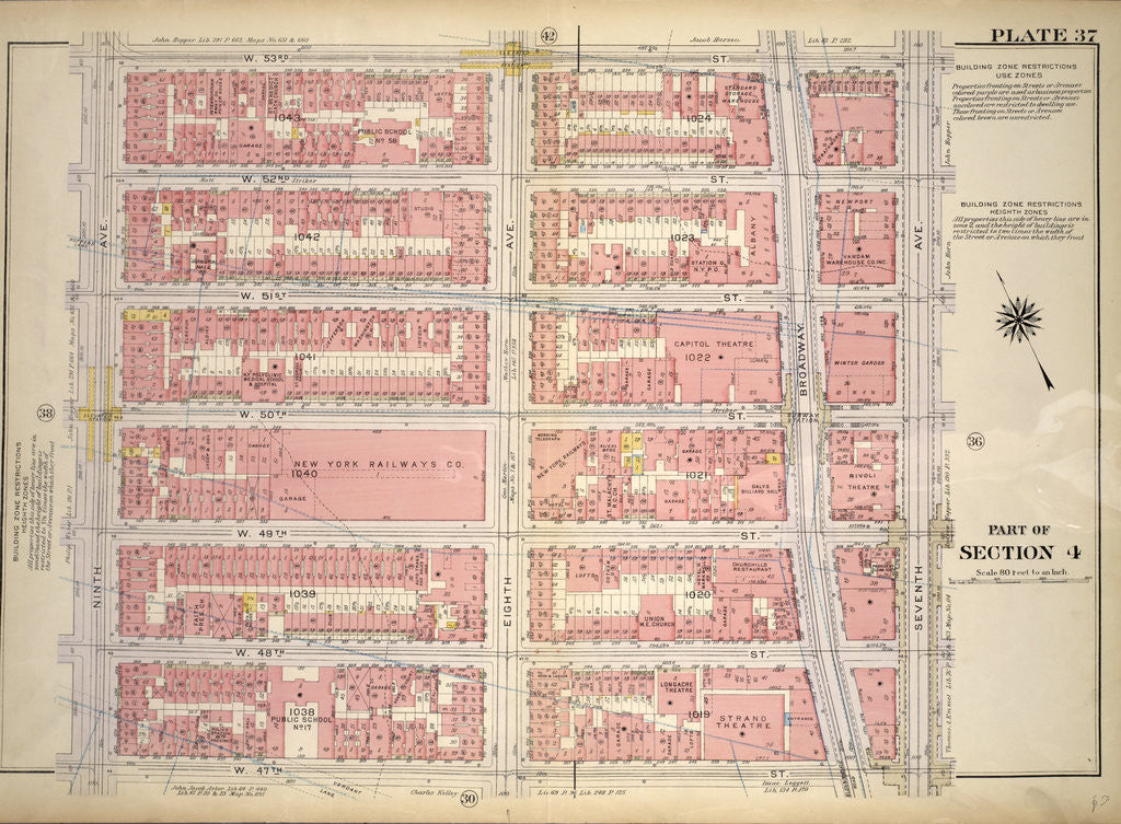 Detail of Bounded by W. 53rd Street, Seventh Avenue, W. 47th Street and Ninth Avenue, New York by Anonymous