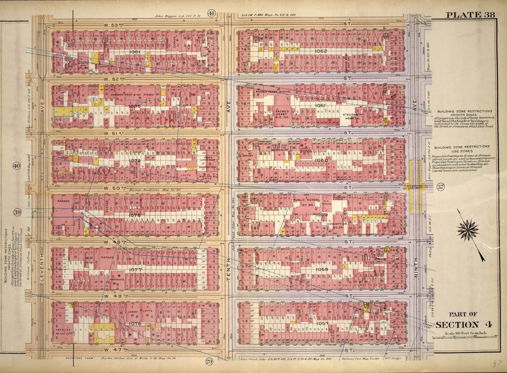 Detail of Bounded by W. 53rd Street, Ninth Avenue, W. 47th Street and Eleventh Avenue, New York by Anonymous