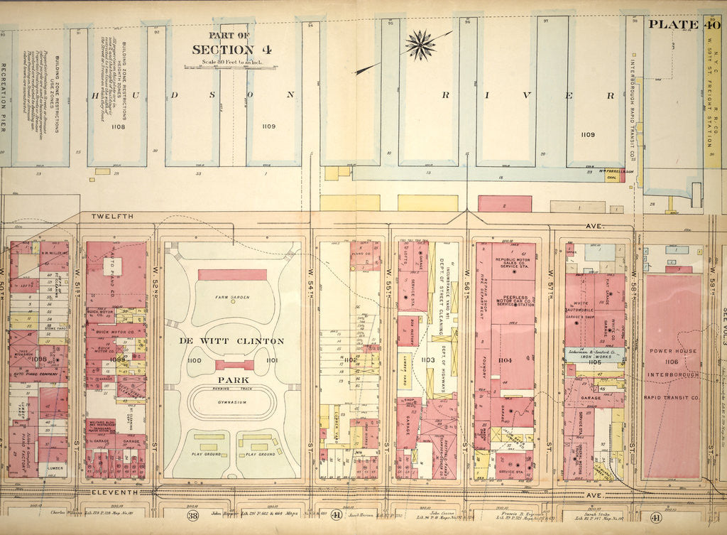 Detail of Bounded by Twelfth Avenue Hudson River Piers, W. 59th Street, Eleventh Avenue and W. 50th Street, New York by Anonymous