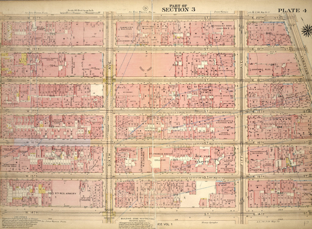 Detail of Bounded by W. 20th Street, W. 20th Street, Broadway, Union Square, E. 14th Street, W. 14th Street and Seventh Avenue, New York by Anonymous