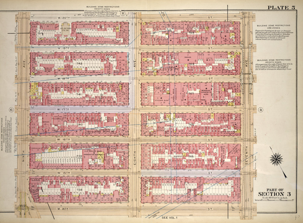 Detail of Bounded by W. 20th Street, Seventh Avenue, W. 14th Street and Ninth Avenue, New York by Anonymous