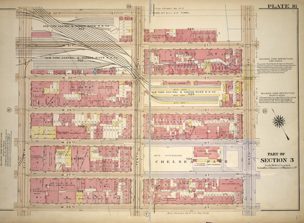 Detail of Bounded by W. 32nd Street, Ninth Avenue, W. 26th Street and Eleventh Avenue, New York by Anonymous
