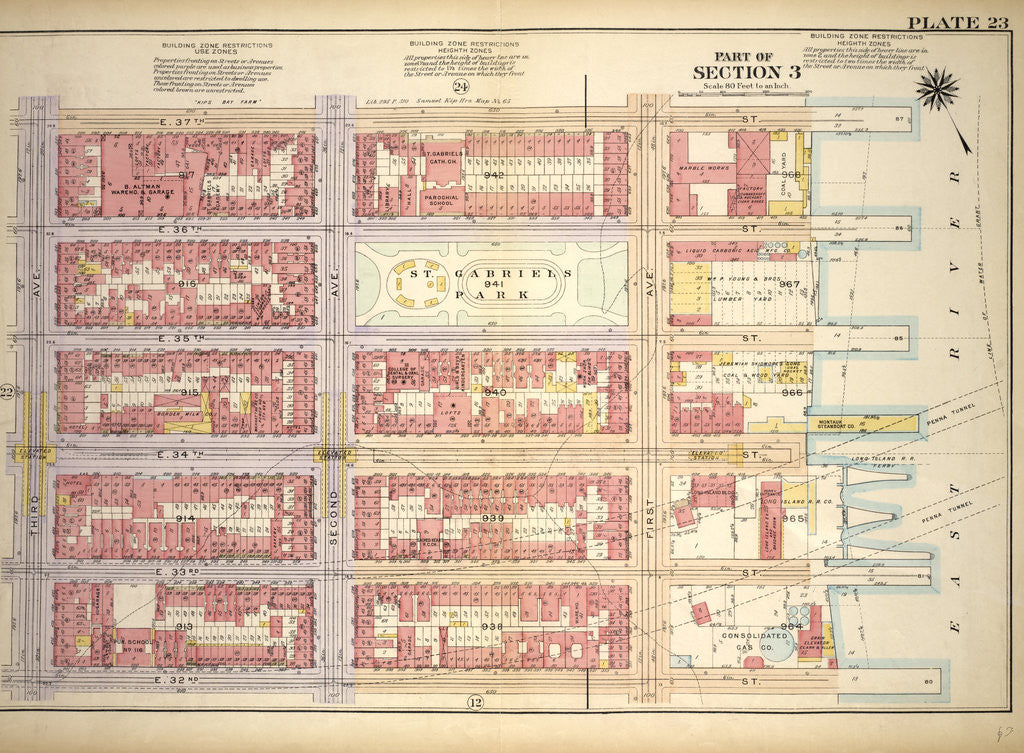 Detail of Bounded by E. 37th Street, First Avenue, E. 32nd Street and Third Avenue, New York by Anonymous
