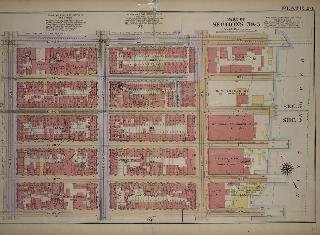 Detail of Bounded by E. 42nd Street, East River Docks First Avenue, E. 37th Street and Third Avenue, New York by Anonymous