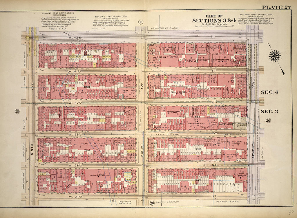 Detail of Bounded by W. 42nd Street, Seventh Avenue, W. 37th Street and Ninth Avenue, New York by Anonymous