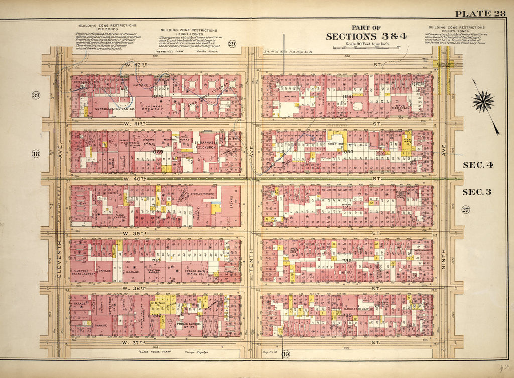 Detail of Bounded by W. 42nd Street, Ninth Avenue, W. 37th Street and Eleventh Avenue, New York by Anonymous