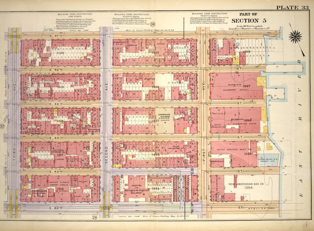 Detail of Bounded by E. 47th Street, First Avenue, E. 42nd Street and Third Avenue, New York by Anonymous