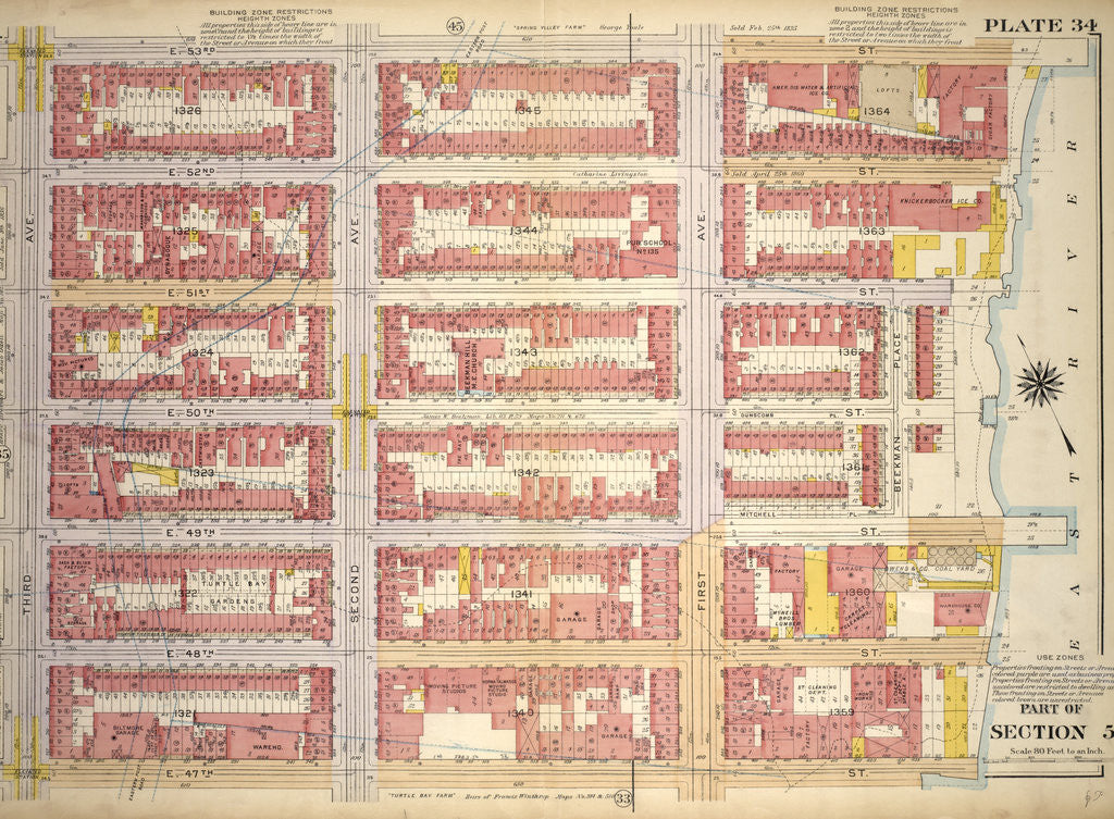 Detail of Bounded by E. 53rd Street, First Avenue, E. 47th Street and Third Avenue, New York by Anonymous