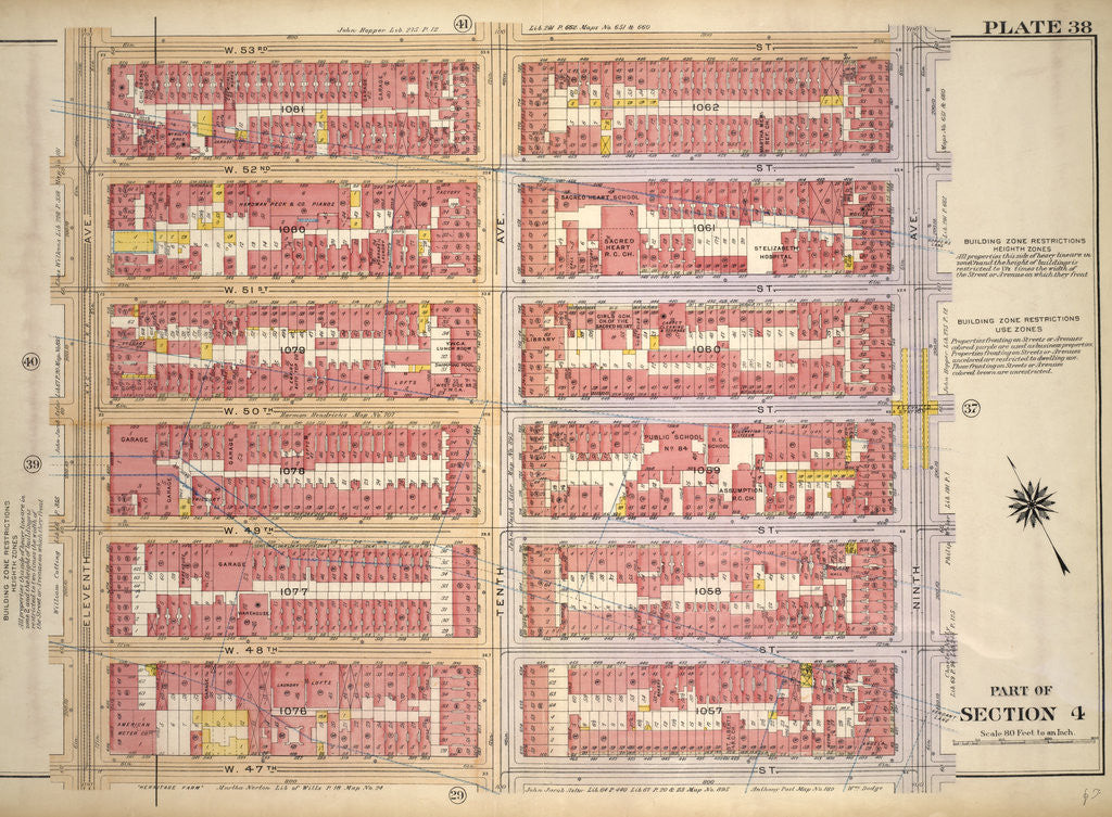 Detail of Bounded by W. 53rd Street, Ninth Avenue, W. 47th Street and Eleventh Avenue, New York by Anonymous