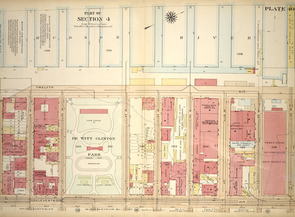 Detail of Bounded by Twelfth Avenue Hudson River Piers, W. 59th Street, Eleventh Avenue and W. 59th Street, New York by Anonymous