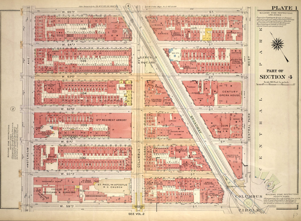 Detail of Bounded by W. 65th Street, Central Park West, W. 59th Street and Amsterdam Avenue, New York by Anonymous