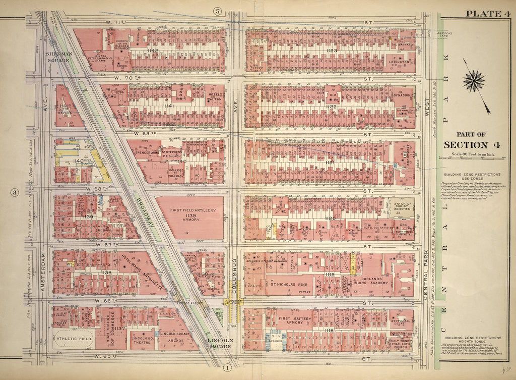 Detail of Bounded by W. 71st Street, Central Park West, W. 65th Street and Amsterdam Avenue, New York by Anonymous