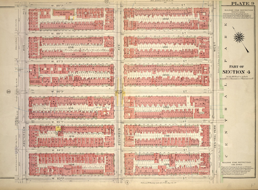 Detail of Bounded by W. 89th Street, Central Park West, W. 83rd Street and Amsterdam Avenue, New York by Anonymous