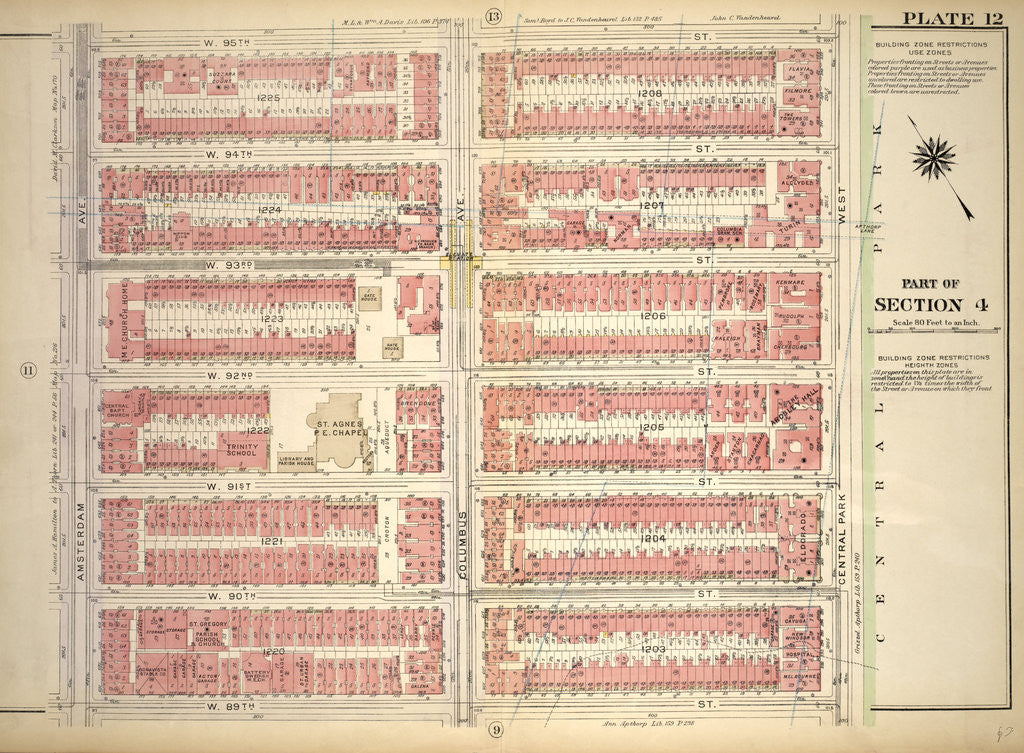 Detail of Bounded by W. 95th Street, Central Park West, W. 89th Street and Amsterdam Avenue, New York by Anonymous