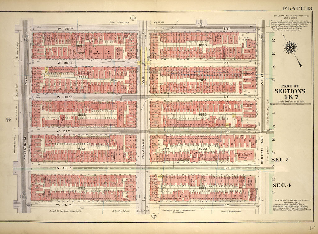Detail of Bounded by W. 100th Street, Central Park West, W. 95th Street and Amsterdam Avenue, New York by Anonymous
