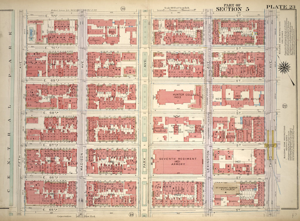 Detail of Bounded by E. 71st Street, Third Avenue, E. 65th Street and Central Park Fifth Avenue, New York by Anonymous