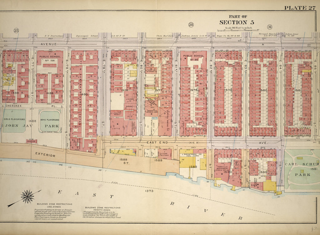 Detail of Bounded by Avenue A, E. 85th Street, East End Avenue and E. 76th Street, New York by Anonymous
