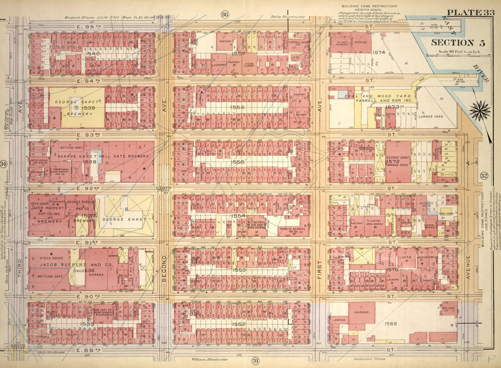 Detail of Bounded by E. 95th Street, First Avenue, E. 93rd Street, Avenue A, E. 89th Street and Third Avenue, New York by Anonymous