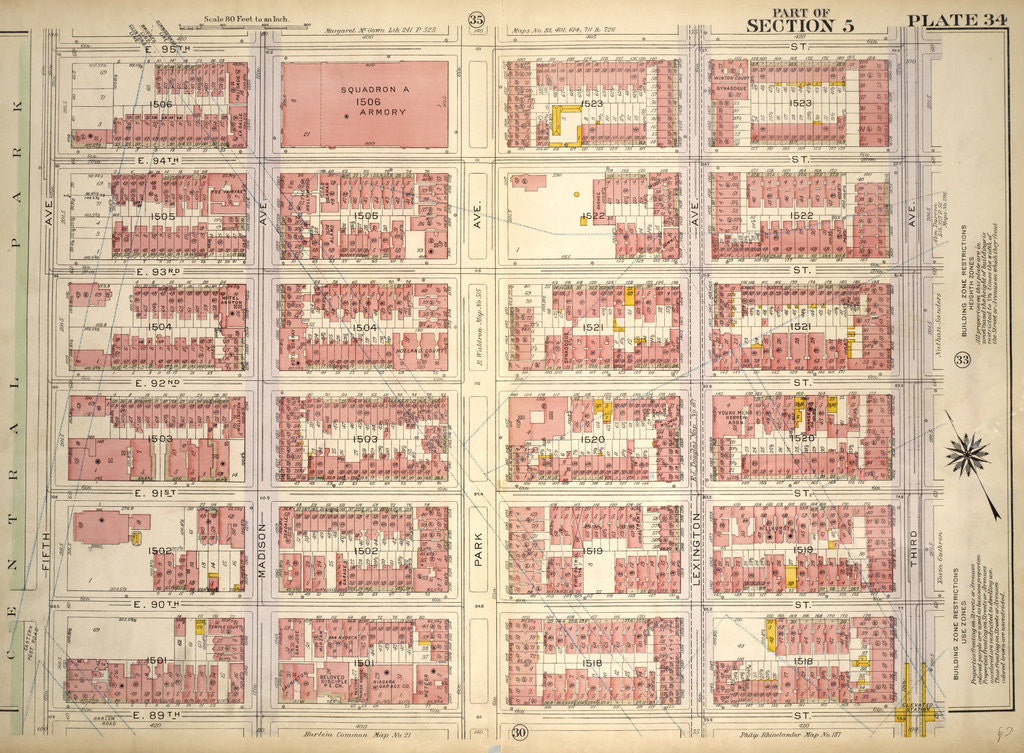 Detail of Bounded by E. 95th Street, Third Avenue, E. 89th Street and Fifth Avenue, New York by Anonymous