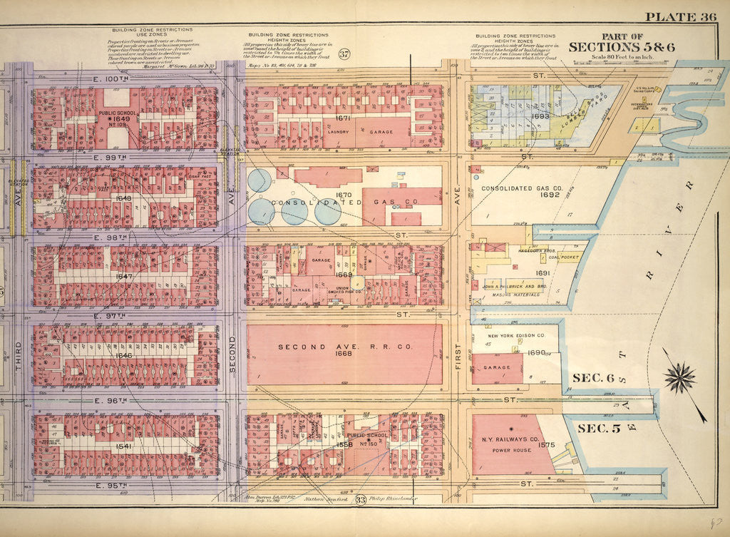 Detail of Bounded by E. 100th Street, First Avenue, E. 95th Street and Third Avenue, New York by Anonymous