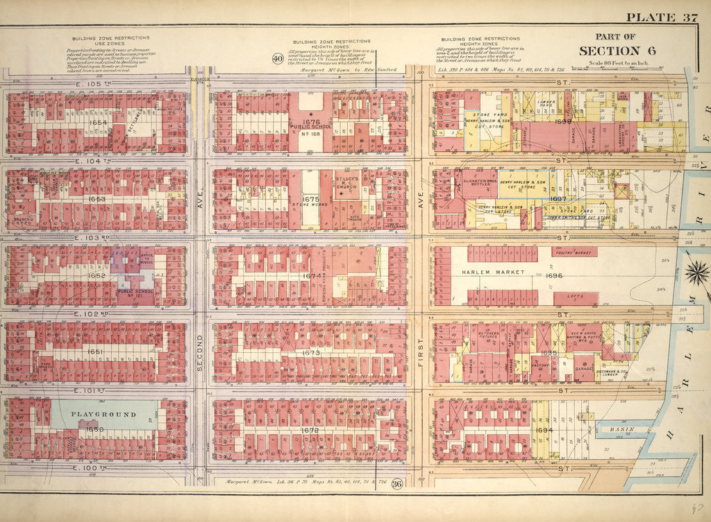 Detail of Bounded by E. 105th Street, First Avenue, E. 100th Street and Third Avenue, New York by Anonymous