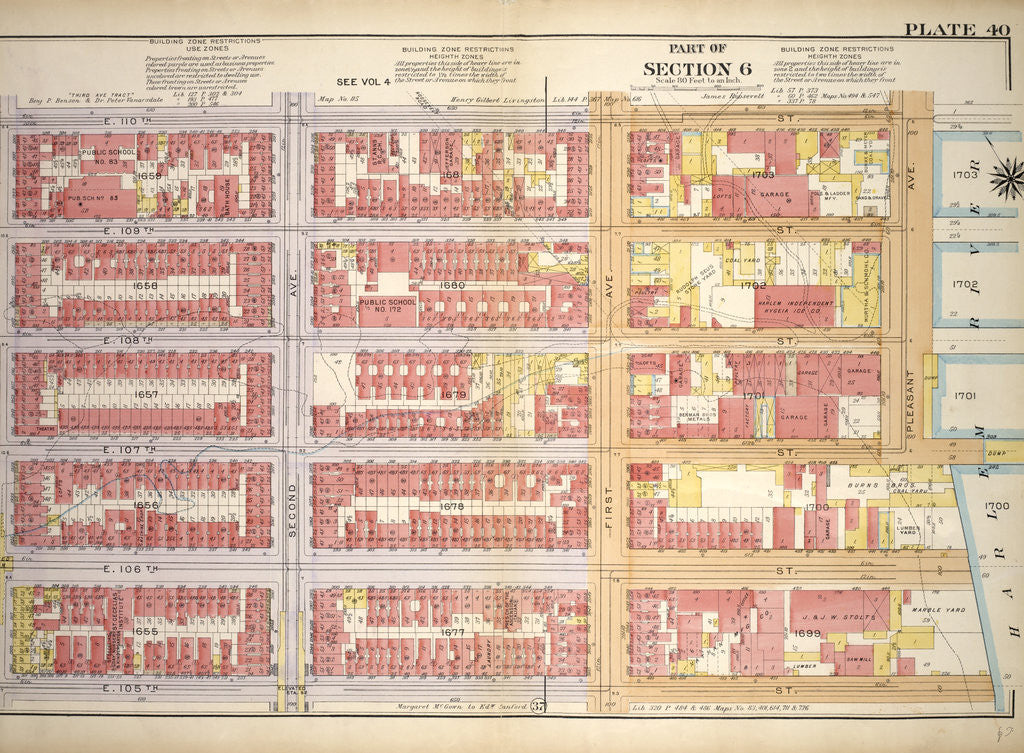 Detail of Bounded by E. 110th Street, First Avenue, E. 105th Street and Third Avenue, New York by Anonymous