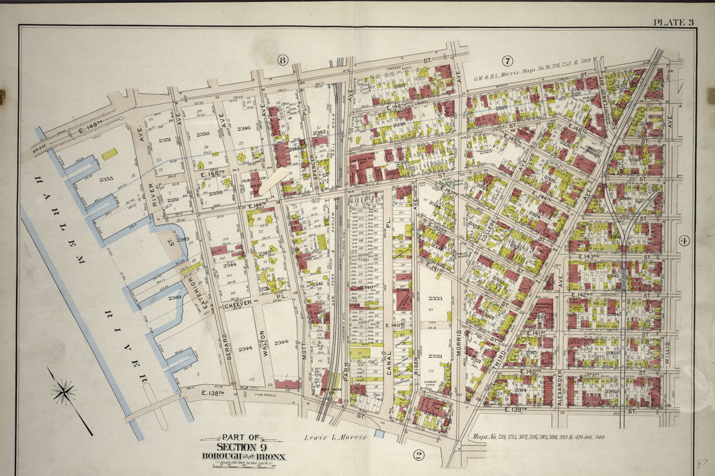 Detail of Borough of the Bronx. Bounded by E. 149th Street, Morris Avenue, E. 148th Street, Willis Avenue, E. 139th Street, Third Avenue, E. 138th Street, Exterior Street and River Avenue, New York by Anonymous