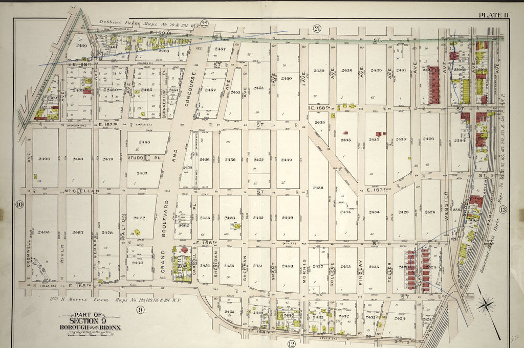 Detail of Borough of the Bronx. Bounded by Jerome Avenue, E. 169th Street, Park Avenue, E. 164th Street, E. 165th Street and Cromwell Avenue, New York by Anonymous