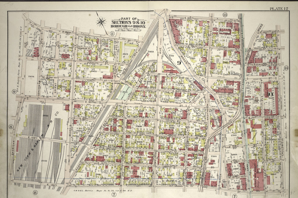 Detail of Borough of the Bronx. Bounded by E. 164th Street, Park Avenue, E. 165th Street, Caldwell Avenue, E. 156th Street, Morris Avenue, E. 161st Street and Sheridan Avenue, New York by Anonymous