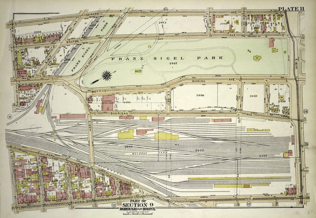 Detail of Borough of the Bronx. Bounded by Gerard Avenue, E. 161st Street, Morris Avenue and E. 150th Street, New York by Anonymous