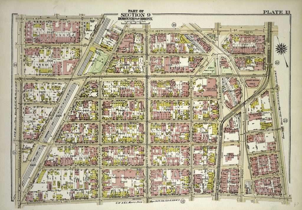 Detail of Borough of the Bronx. Bounded by E. 163rd Street, St. Anns Avenue, E. 149th Street and Morris Avenue, New York by Anonymous