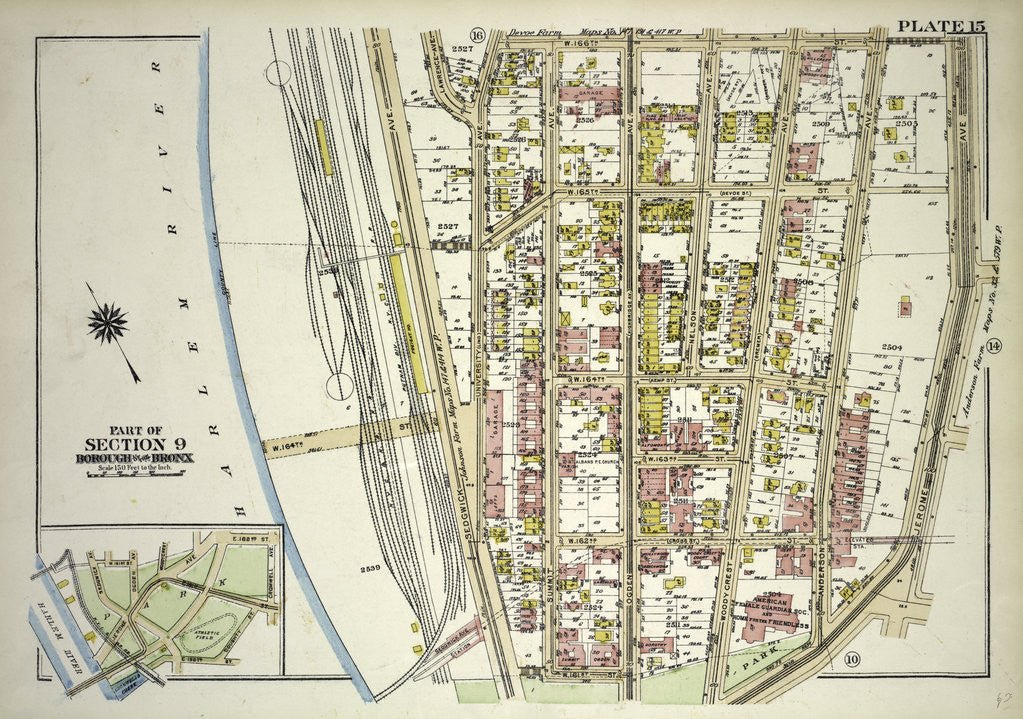 Detail of Borough of the Bronx. Bounded by W. 166th Street, Jerome Avenue and Sedgwick Avenue, New York by Anonymous