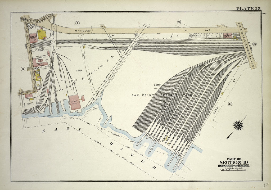 Detail of Borough of the Bronx. Bounded by E. 141st Street, Whitlock Avenue, Leggett Avenue, Cabot Street and East River, New York by Anonymous