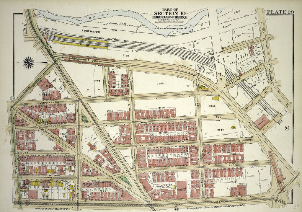 Detail of Borough of the Bronx. Bounded by Home Street, Southern Boulevard, Whitlock Avenue, Faile Street and Garrison Avenue, New York by Anonymous
