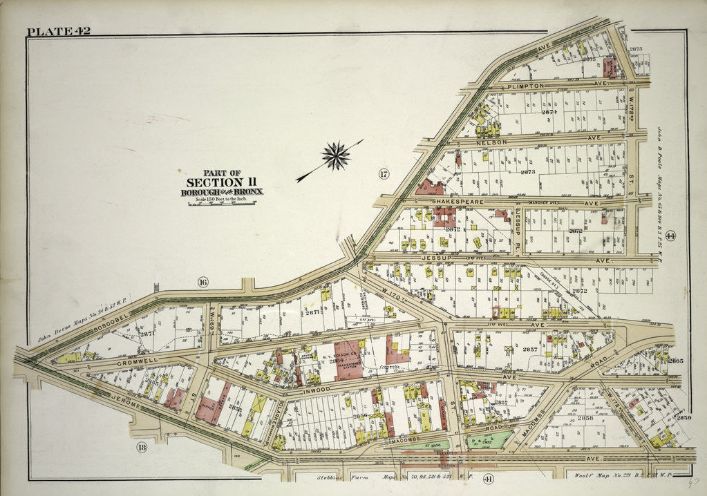 Detail of Borough of the Bronx. Bounded by Boscobel Avenue, W. 172nd Street and Jerome Avenue, New York by Anonymous