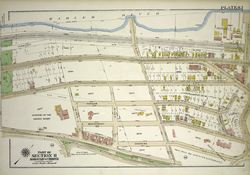 Detail of Borough of the Bronx. Bounded by West Tremont Avenue, Andrews Avenue W. 176th Street and University Avenue, New York by Anonymous