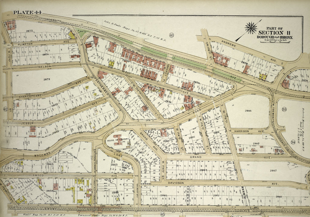Detail of Borough of the Bronx. Bounded by University Avenue, W. 176th Street, Andrews Avenue, West Tremont Avenue, W. 177th Street, Jerome Avenue and W. 179th Street, New York by Anonymous