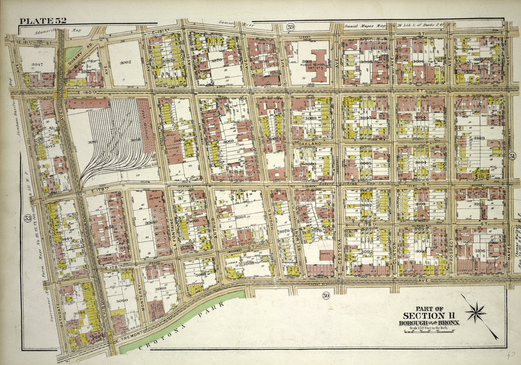 Detail of Borough of the Bronx. Bounded by E. 181st Street, Mapes Avenue, E. Tremont Avenue, and Bathgate Avenue, New York by Anonymous