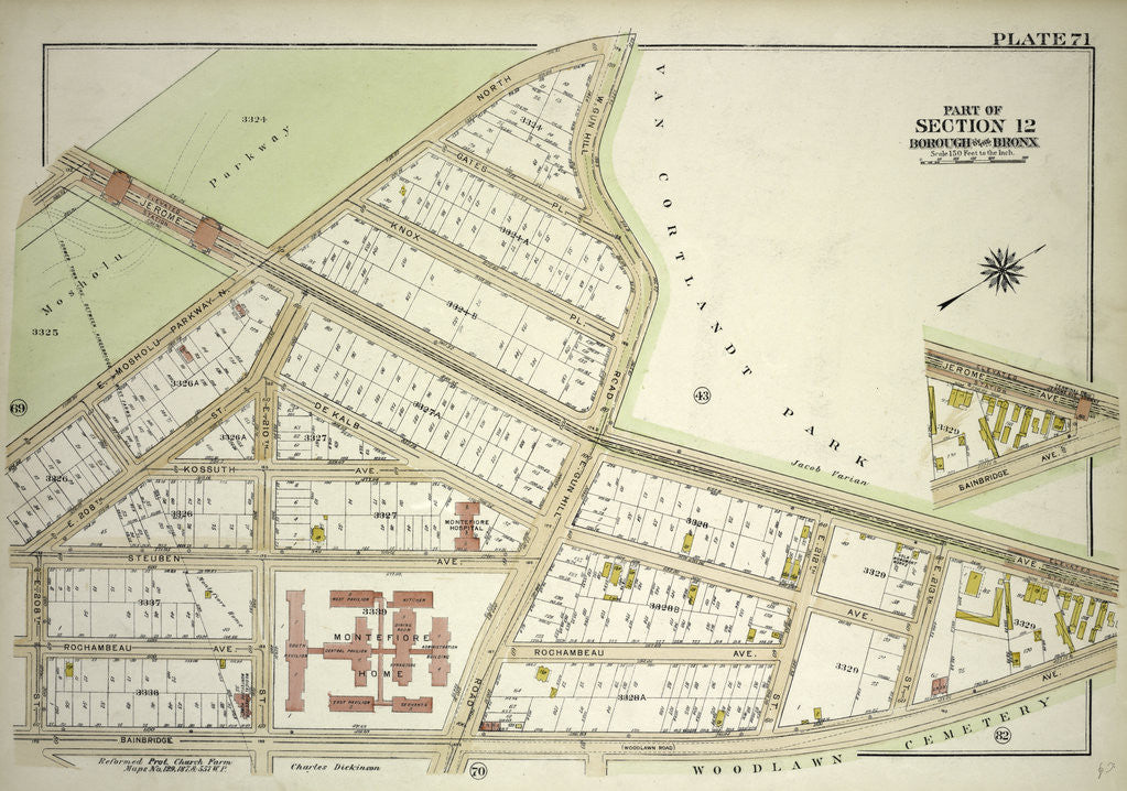 Detail of Borough of the Bronx. Bounded by E. Jerome Avenue, Bainbridge Avenue and E. 208th Street, New York by Anonymous