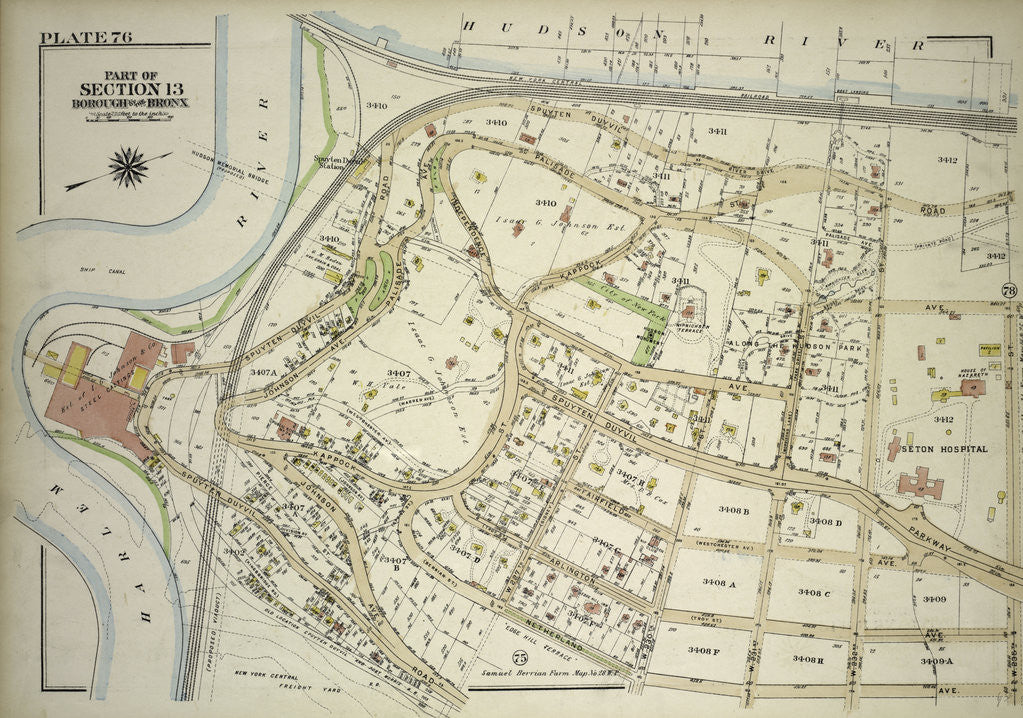 Detail of Borough of the Bronx. Bounded by Spuyten Duyvil Road, W. 235th Street, Netherland Avenue, Kappock Street, W. Johnson Road and Broadway, New York by Anonymous