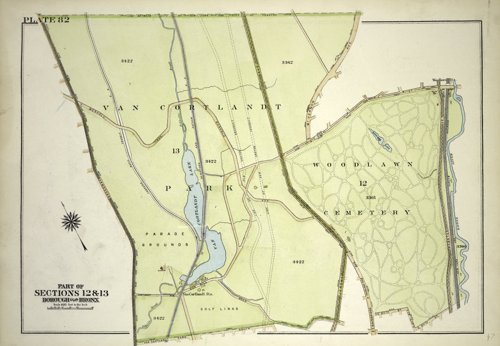 Detail of Borough of the Bronx. Bounded by Broadway, Van Cortlandt Park South, Gun Hill Road, E. 211th Street, Webster Avenue, E. 233rd Street and Mt. Vernon Avenue, New York by Anonymous