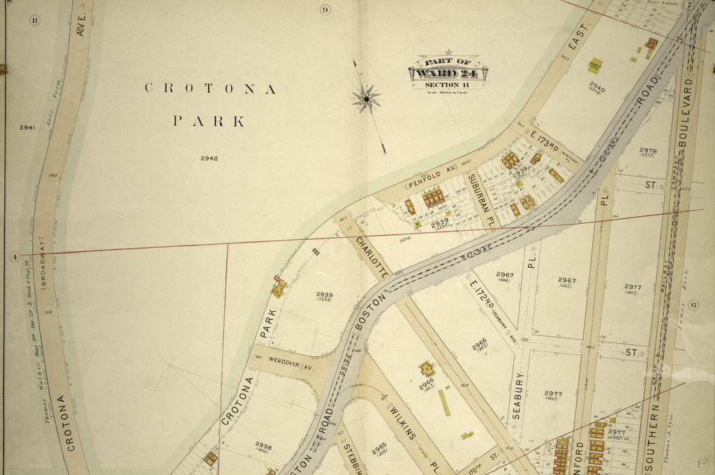 Detail of Part of Ward 24, Section 11. Bounded by Crotona Park East Penfold Avenue, Southern Boulevard andtona Park South, New York by Anonymous