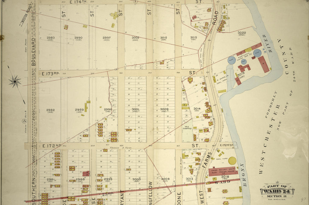 Detail of Part of Ward 24, Section 11. Bounded by E. 174th Street, West Farms Road, Jennings Street and Southern Boulevard, New York by Anonymous