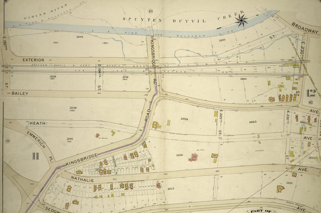 Detail of Part of Ward 24, Sections 11&12. Bounded by Broadway, E. 230th Street, Bailey Avenue, Boston Avenue, Sedgwick Avenue, Kingsbridge Rpad. Emmerich Place, Bailey Avenue and E. 192nd Street, New York by Anonymous