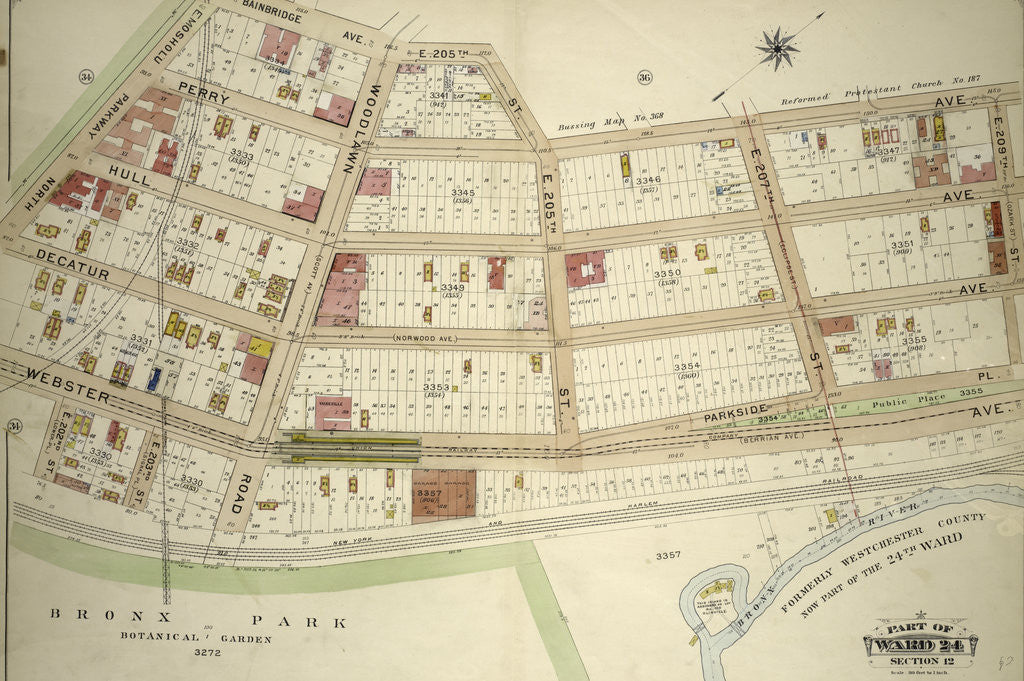 Detail of Part of Ward 24, Section 12. Bounded by Bainbridge Avenue, E. 205th Street, Perry Avenue, E. 209th Street, Webster Avenue and E. Mosholu Parkway North, New York by Anonymous