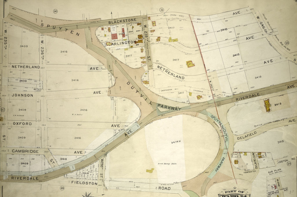 Detail of Atlas of the borough of the Bronx, city of New York, by and under the supervision of Hugo Ullitz by Anonymous