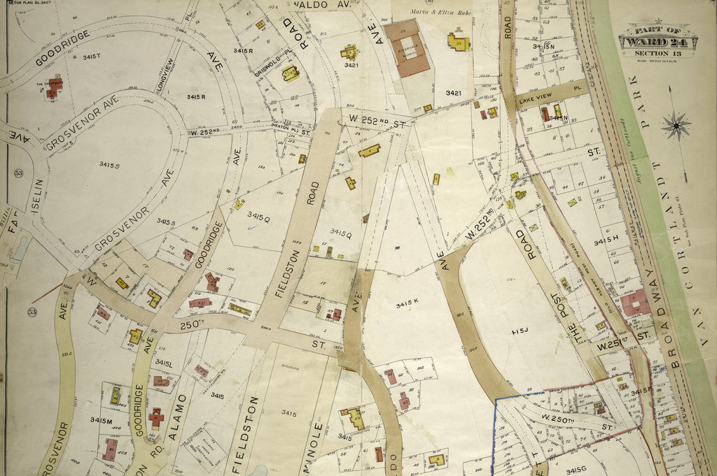 Detail of Atlas of the borough of the Bronx, city of New York, by and under the supervision of Hugo Ullitz by Anonymous
