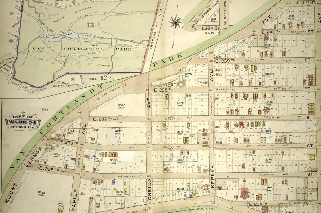 Detail of Atlas of the borough of the Bronx, city of New York, by and under the supervision of Hugo Ullitz by Anonymous